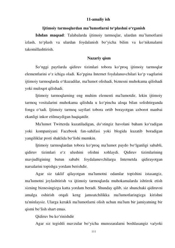 Ijtimoiy tarmoqlardan ma’lumotlarni to‘plashni o‘rganish