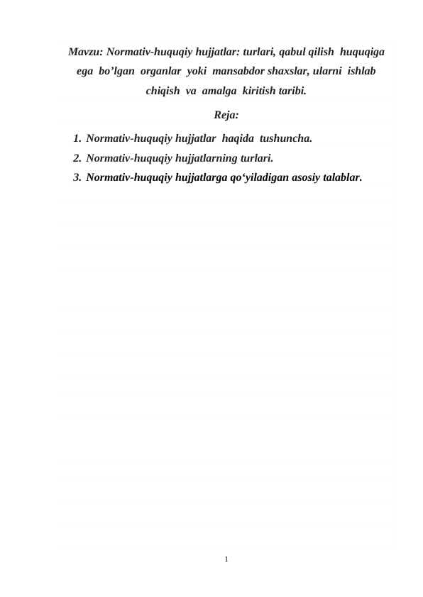 Normativ huquqiy xujjatlar