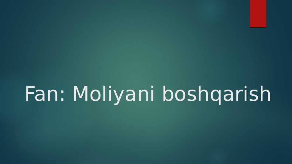 Moliyani boshqarish