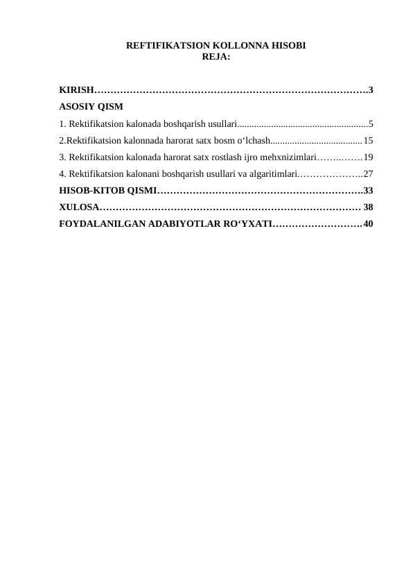 REFTIFIKATSION KOLLONNA HISOBI
