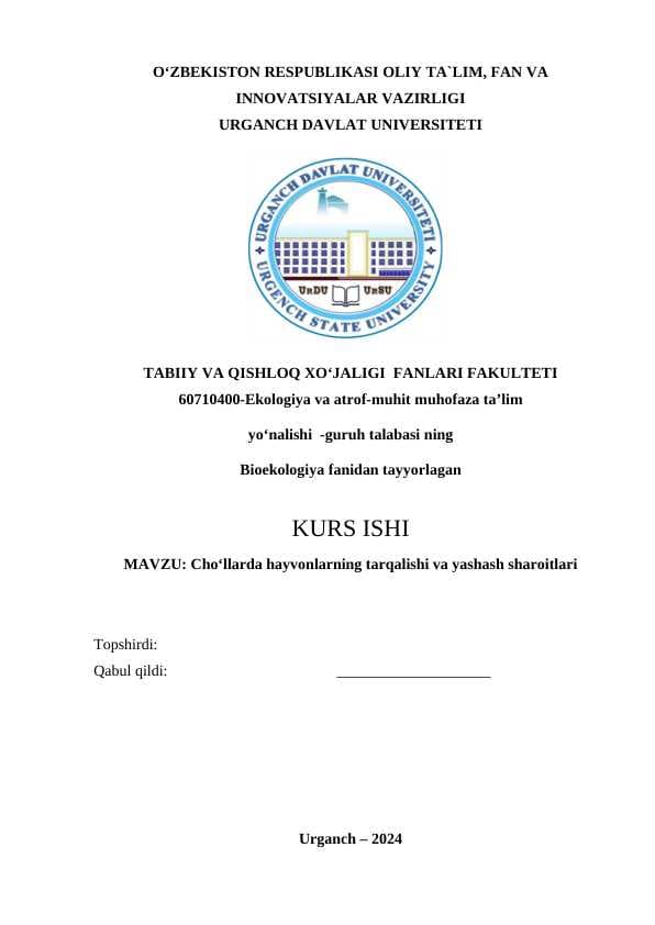 Cho'llarda hayvonlarning tarqalishi va yashash sharoitlari