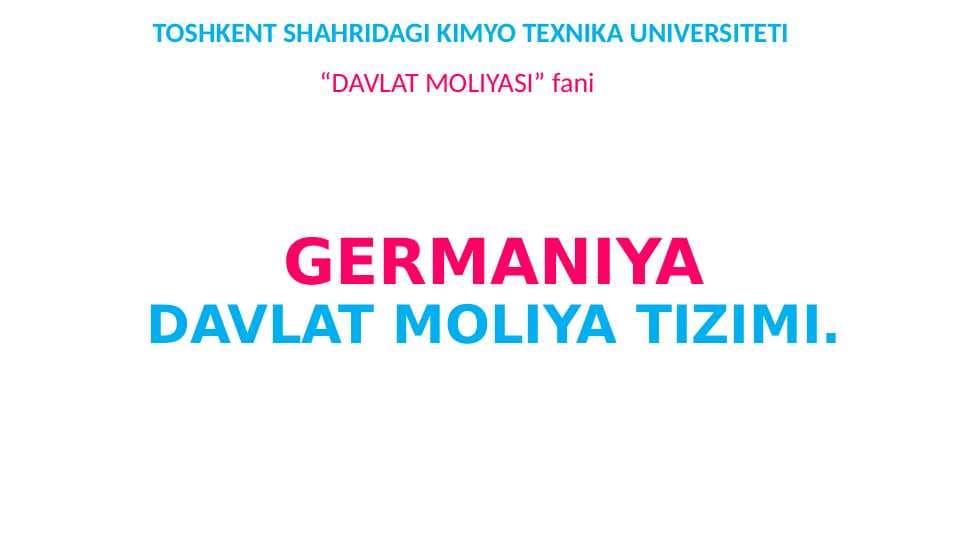 Germaniya davlat moliya tizimi
