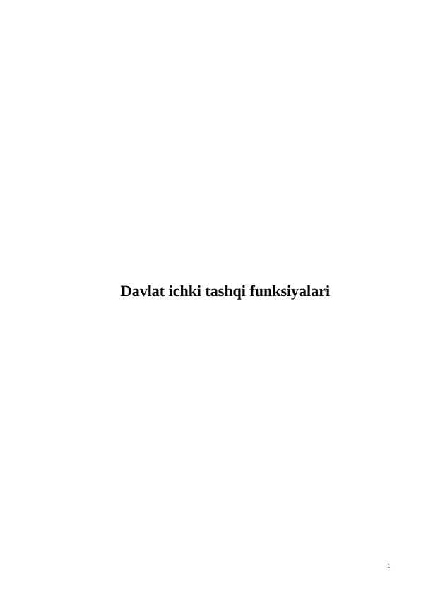 Davlat ichki tashqi funksiyalari