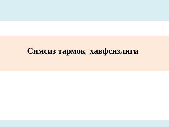 Симсиз тармоқ  хавфсизлиги