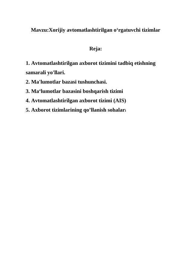 Xorijiy avtomatlashtirilgan o‘rgatuvchi tizimlar