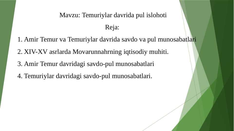 Temuriylar davrida pul islohoti