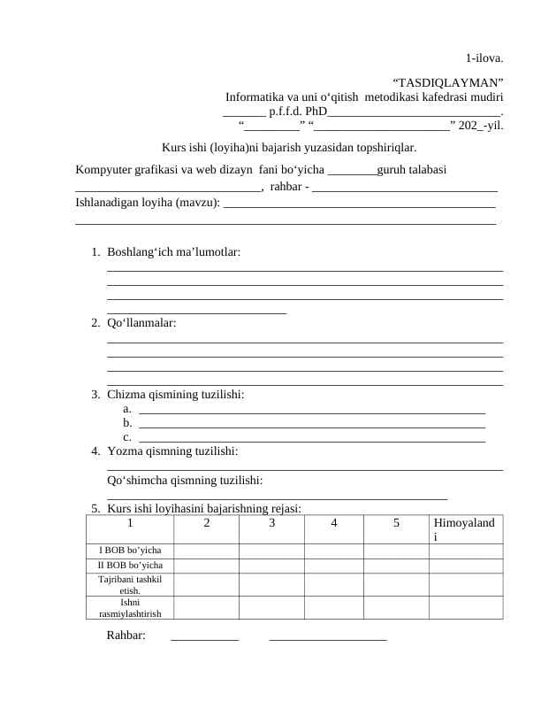 Kurs ishi ilovalar 4 ta