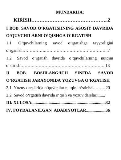 . SAVOD O‘RGATISHNING ASOSIY DAVRIDA O‘QUVCHILARNI O‘QISHGA O‘RGATISH