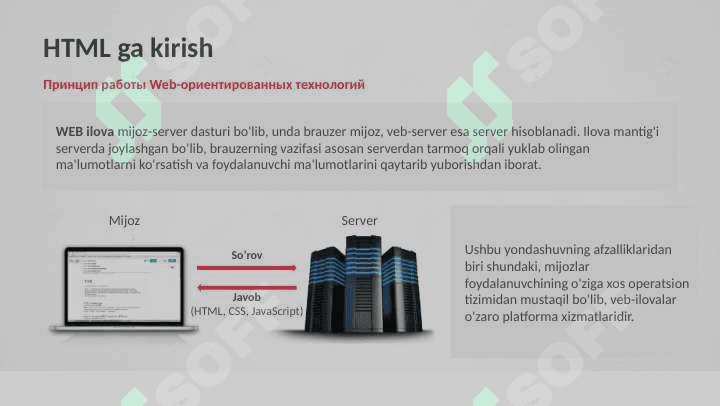 HTML ga kirish.  HTML hujjatining umumiy strukturasi va uning asosiy teglari