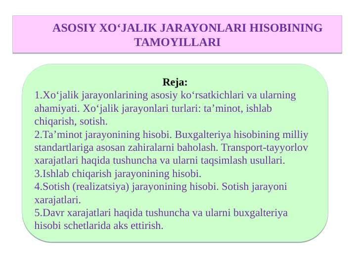 ASOSIY XО‘JALIK JARAYONLARI HISOBINING TAMOYILLARI pptx