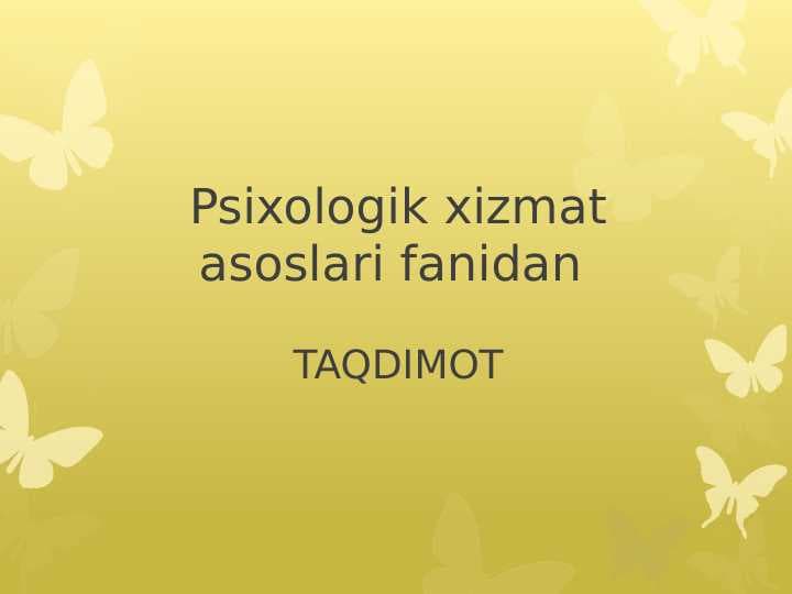Psixologik xizmat asoslari