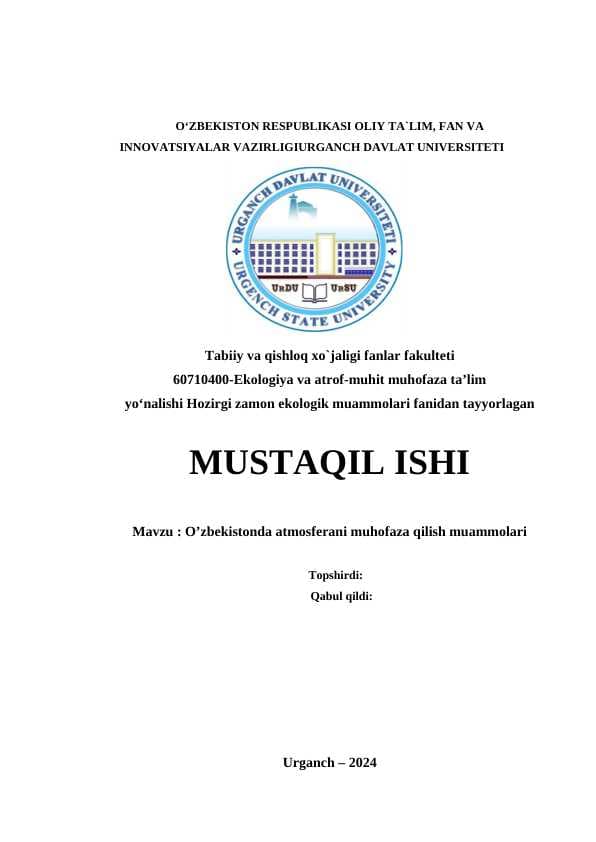 O’zbekistonda atmosferani muhofaza qilish muammolari