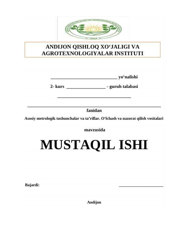 O‘lchash va nazorat qilish vositalari
