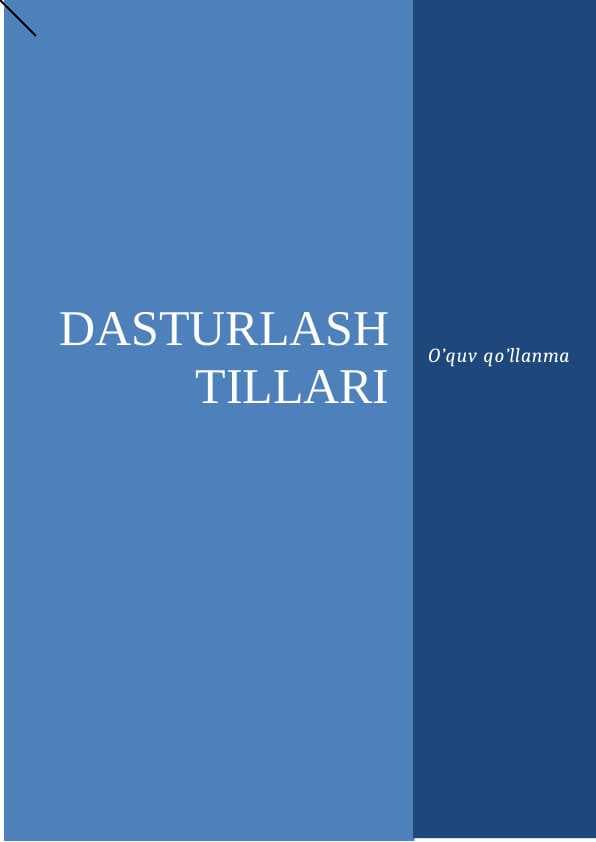 dasturlash tillari o'quv qo'llanma
