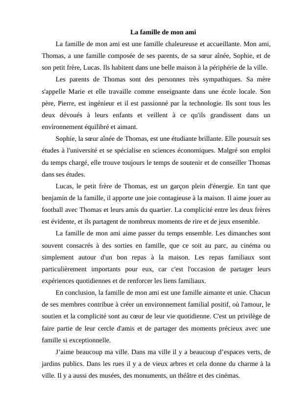 La famille de mon ami