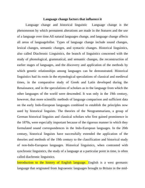 Language change factors that influence it