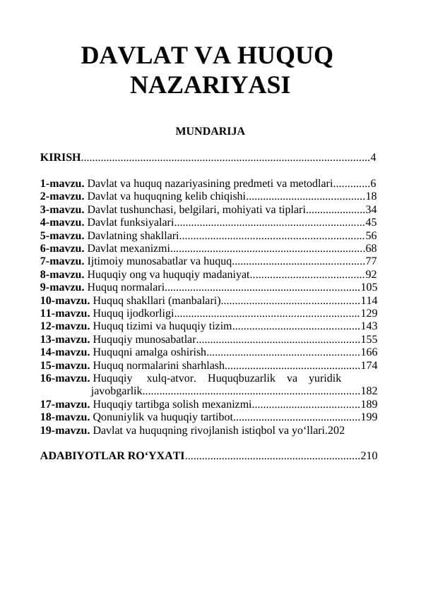 DAVLAT VA HUQUQ NAZARIYASI