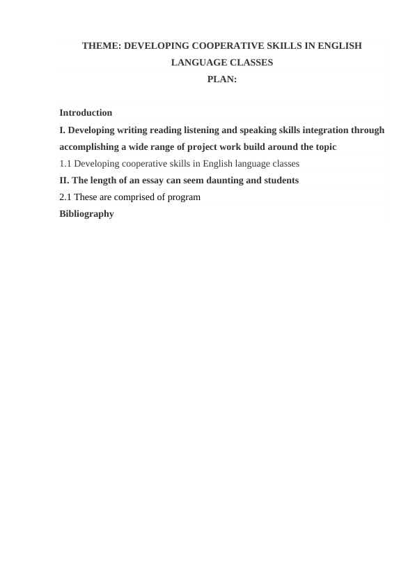 DEVELOPING COOPERATIVE SKILLS IN ENGLISH LANGUAGE CLASSES