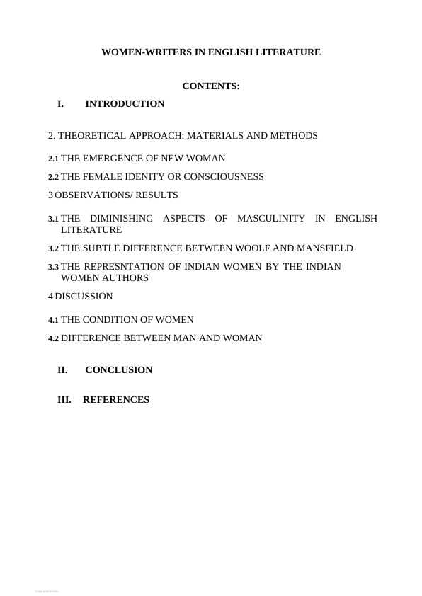 WOMEN-WRITERS IN ENGLISH LITERATURE