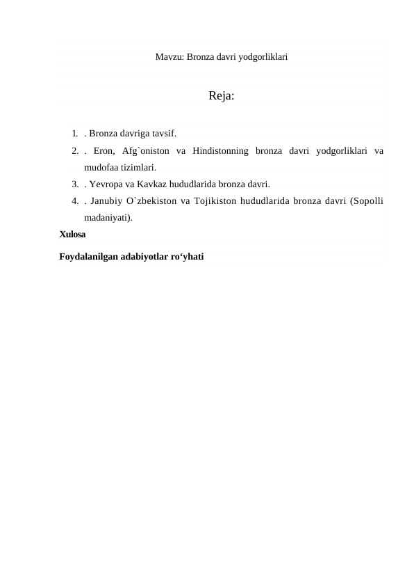 Bronza davri yodgorliklari