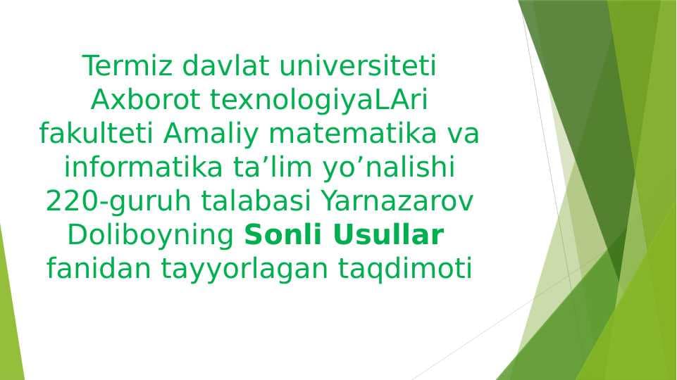 Chiziqsiz tenglamalar sistemasini yechishning iterasiya usuli
