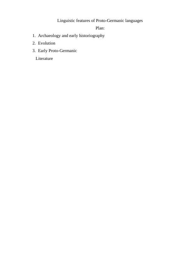 Linguistic features of Proto-Germanic languages