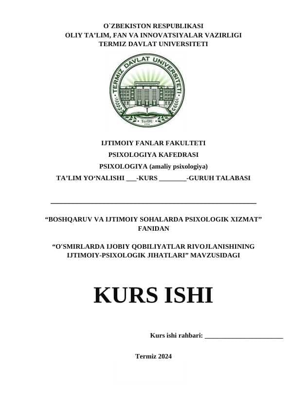 O'SMIRLARDA IJOBIY QOBILIYATLAR RIVOJLANISHINING IJTIMOIY-PSIXOLOGIK JIHATLARI