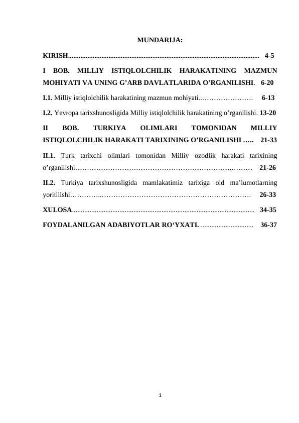 Turkiya olimlari tomonidan milliy istiqlolchilik harakati tarixining o’rganilishi