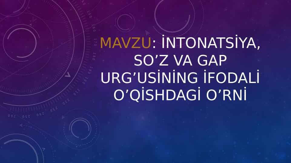 İNTONATSİYA, SO’Z VA GAP URG’USİNİNG İFODALİ O’QİSHDAGİ O’RNİ