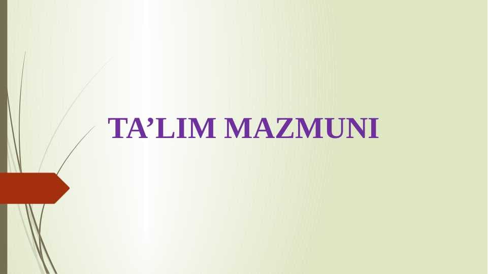 TA’LIM MAZMUNI (taqdimot)