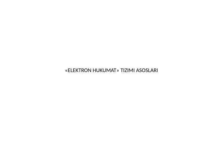 ELEKTRON HUKUMAT TIZIMI ASOSLARI