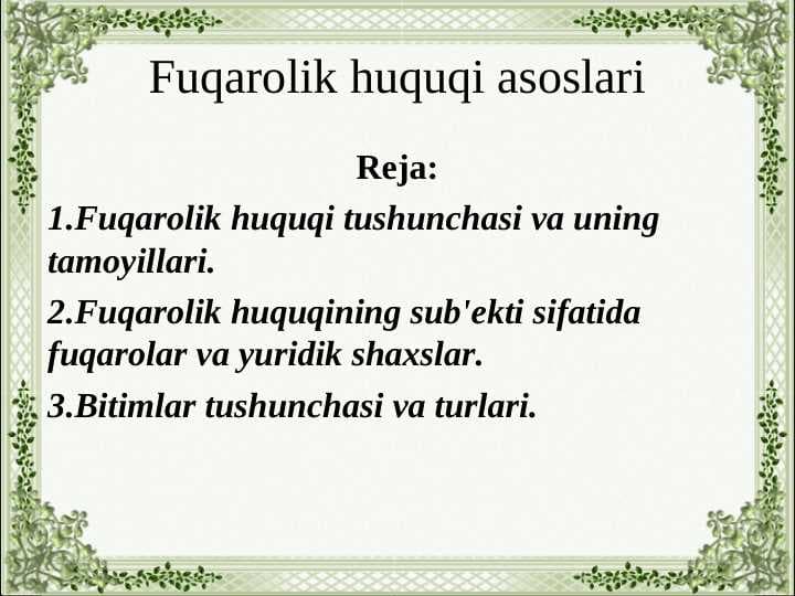 Fuqarolik huquqi asoslari