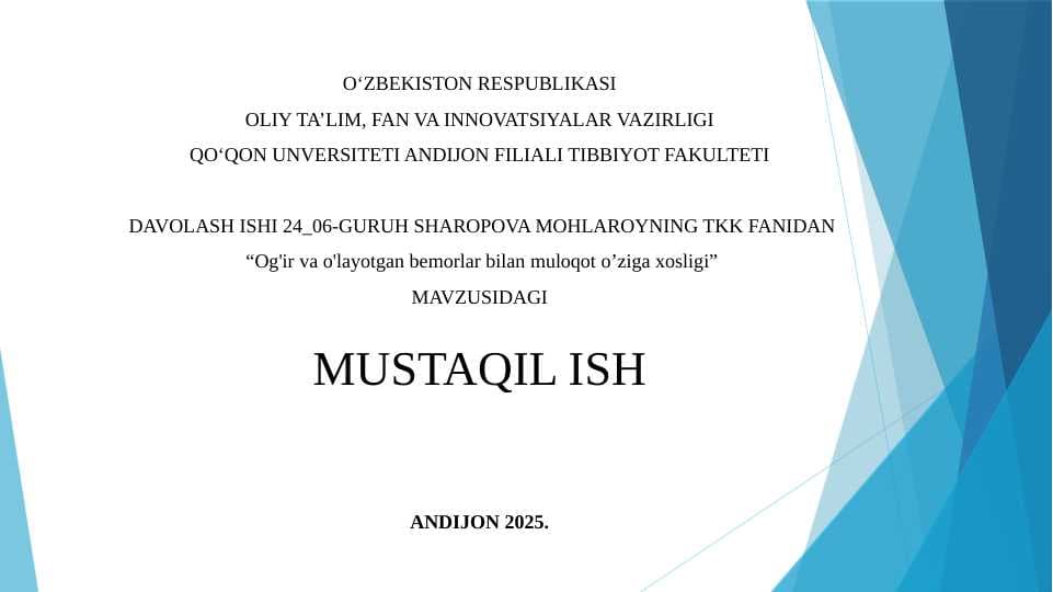 Og'ir va o'layotgan bemorlar bilan muloqot o’ziga xosligi