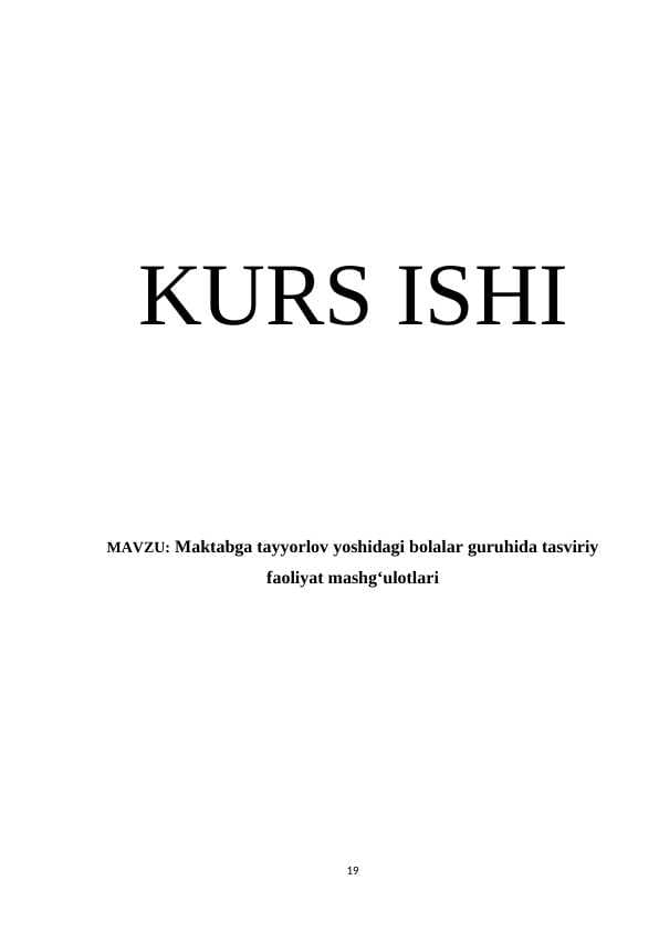 Maktabga tayyorlov yoshidagi bolalar guruhida tasviriy faoliyat mashg‘ulotlari