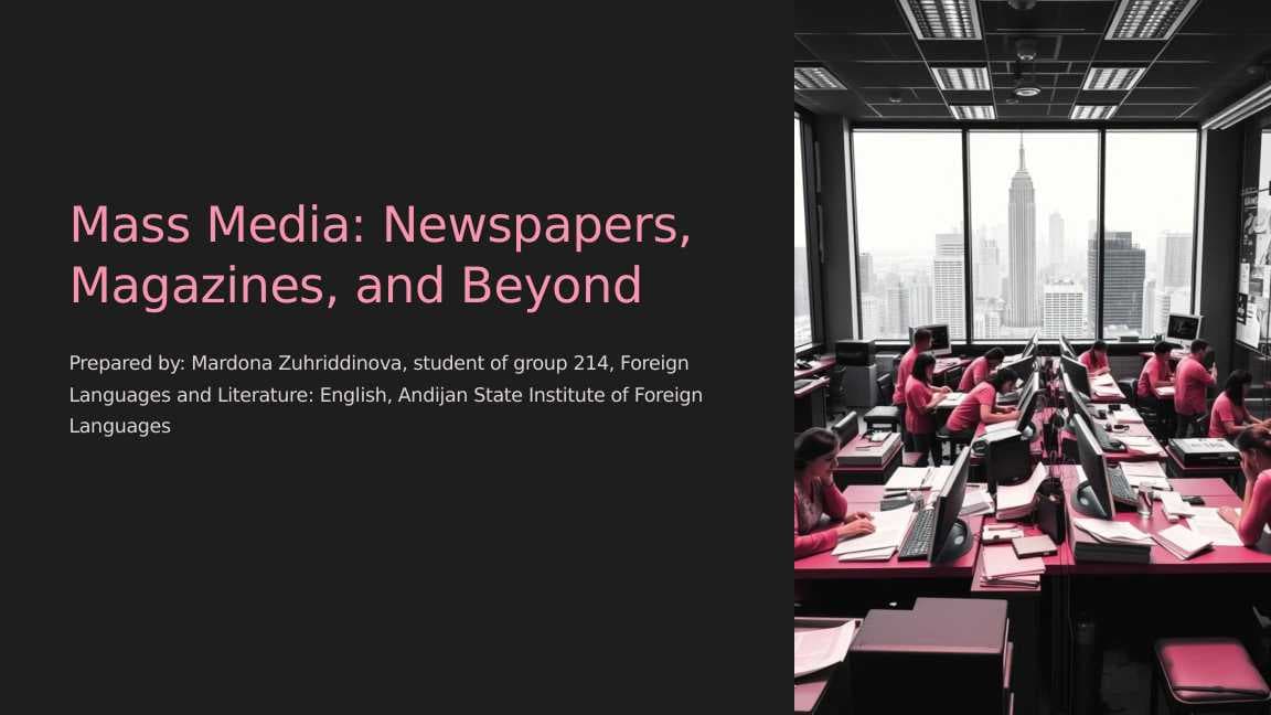 Mass media. Words related to newspaper and magazine. Types of newspapers