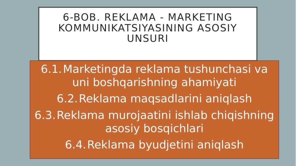 REKLAMA - MARKETING KOMMUNIKATSIYASINING ASOSIY UNSURI