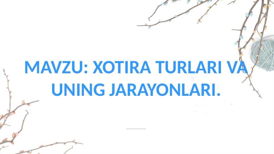 XOTIRA TURLARI VA UNING JARAYONLARI