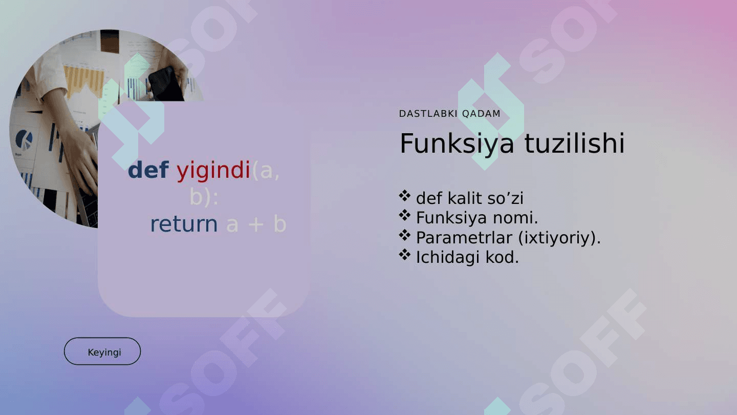 Python dasturlash tilida funksiyalar