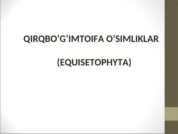 QIRQBO’G’IMTOIFA O’SIMLIKLAR