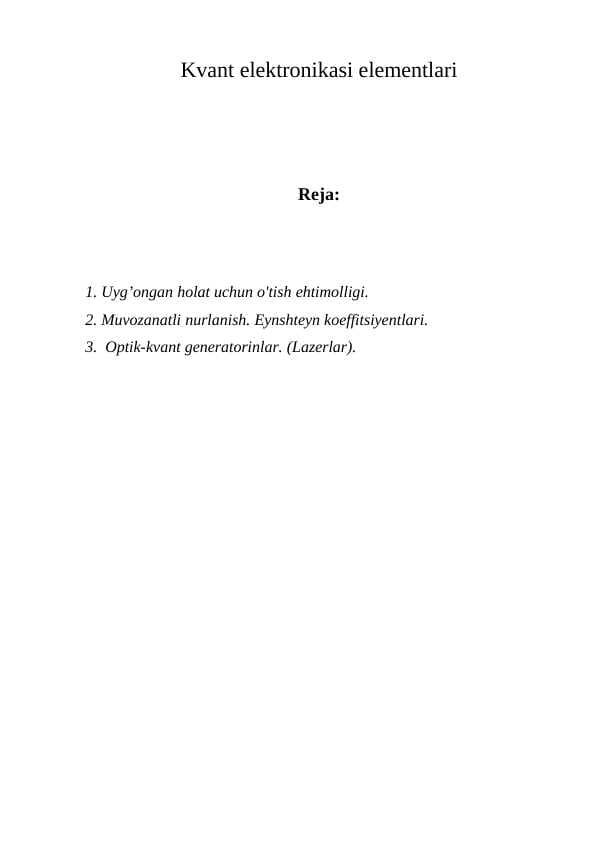 Kvant elektronikasi elementlari