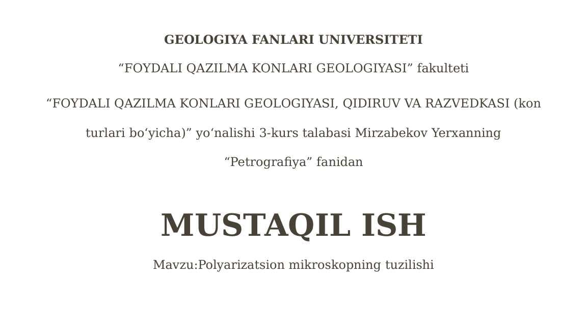 Polyarizatsion Mikroskopning Tuzilishi