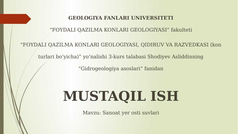 Sanoat yer osti suvlari