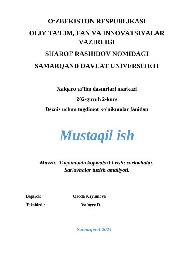 Taqdimotda kopiyalashtirish sarlavhalar. Sarlavhalar tuzish amaliyoti.