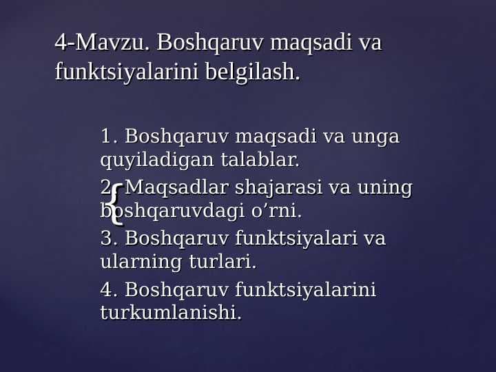 biznesda maqsad va funksiyalkrni belgilash