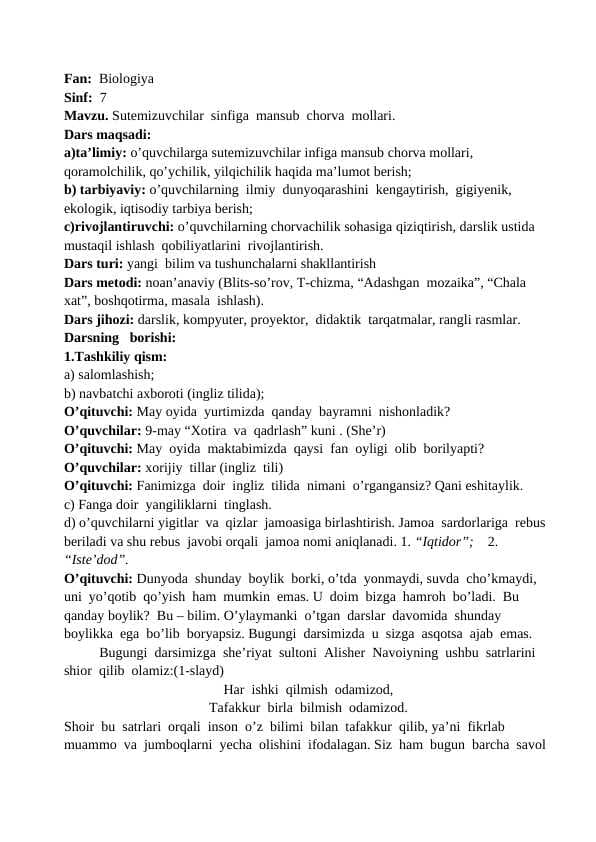 Sutemizuvchilar  sinfiga  mansub  chorva  mollari.
