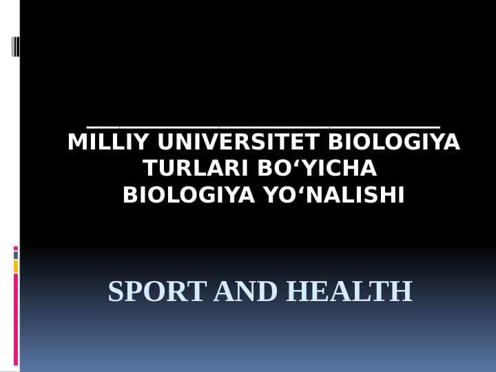 Sport and health