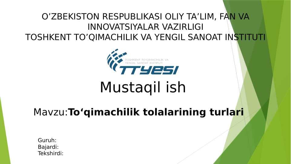 To‘qimachilik tolalarining turlari