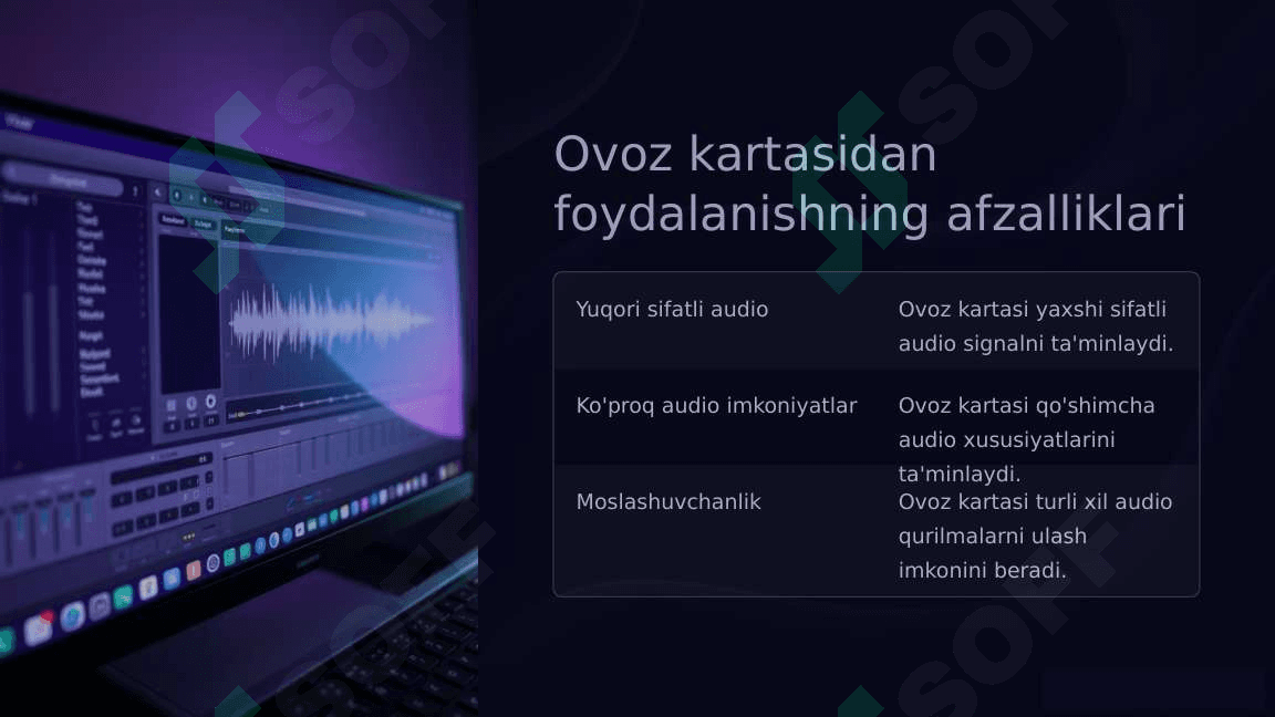 Ovoz kartasini o'rnatish sozlash