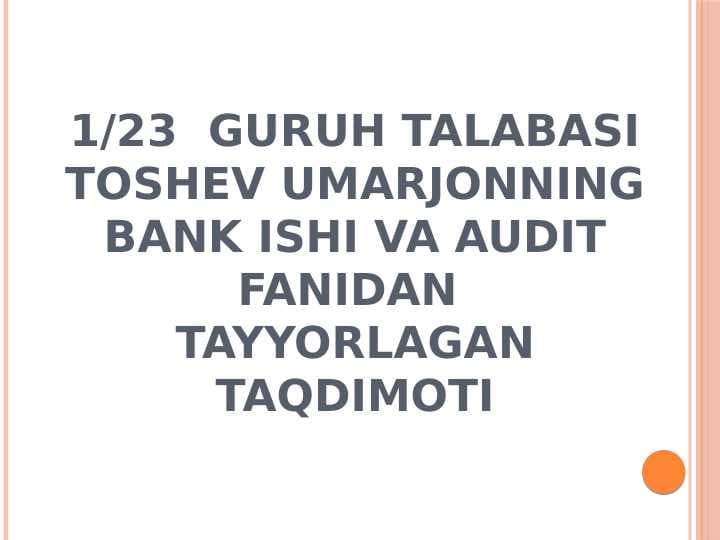 Moliyaviy globallashuv sharoitida jaxon bank tizimidagi o’zgarishlar
