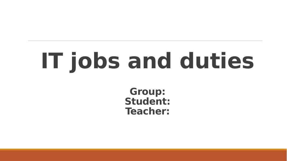 IT jobs and duties